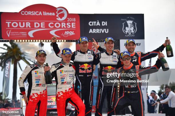 Martin Jarveoja of Estonia and Ott Tanak of Estonia, Sebastien Ogier of France and Julien Ingrassia of France, Thierry Neuville of Belgium and...