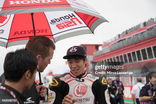 Tetsuta Nagashima of Japan and Idemitsu Honda Team Asia prepares to start on the grid during the Moto2 race during the MotoGp of Argentina - Race on...