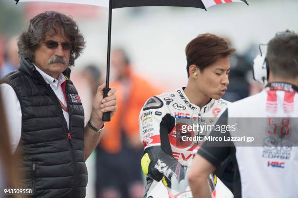 Tatsuki Suzuki of Italy and Sic 58 Squadra Corse Honda prepares to start on the grid during the Moto3 race during the MotoGp of Argentina - Race on...