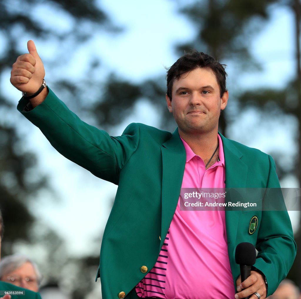 Pat Reed Patrick Reed of the United States celebrates during the green jacket ...