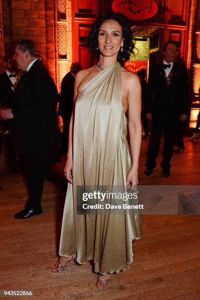 Indira Varma attends The Olivier Awards with Mastercard after party at the Natural History Museum on April 8, 2018 in London, England.