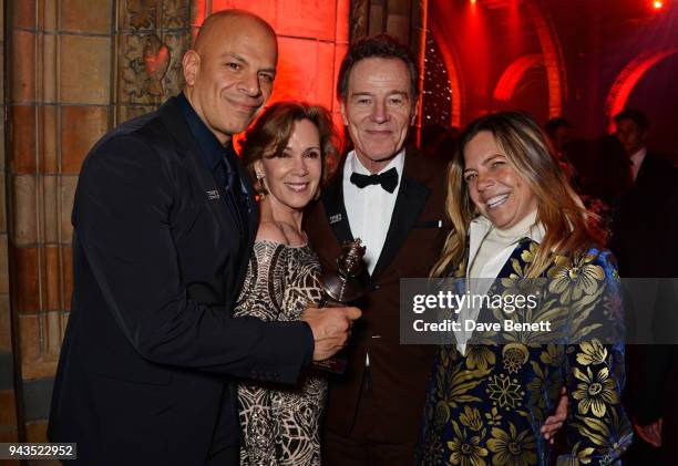 Robin Dearden and Bryan Cranston attend The Olivier Awards with Mastercard after party at the Natural History Museum on April 8, 2018 in London,...