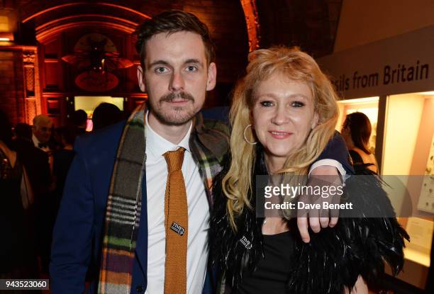 Joe Murphy and Sonia Friedman attend The Olivier Awards with Mastercard after party at the Natural History Museum on April 8, 2018 in London, England.