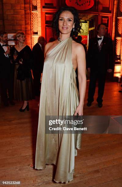 Indira Varma attends The Olivier Awards with Mastercard after party at the Natural History Museum on April 8, 2018 in London, England.