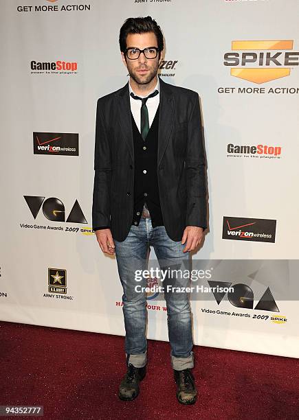 Actor Zachary Quinto arrives at Spike TV's 7th Annual Video Game Awards at the Nokia Event Deck at LA Live on December 12, 2009 in Los Angeles,...