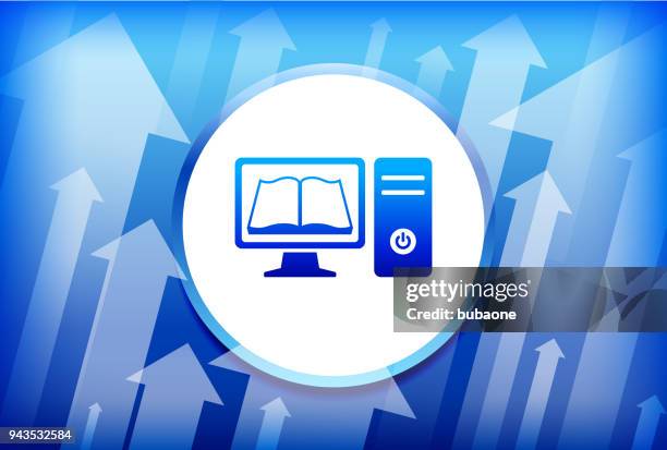 computer book blue up arrows background - arrow 3d render stock illustrations