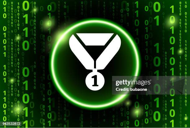 first place medal binary code vector pattern background - virtual awards stock illustrations