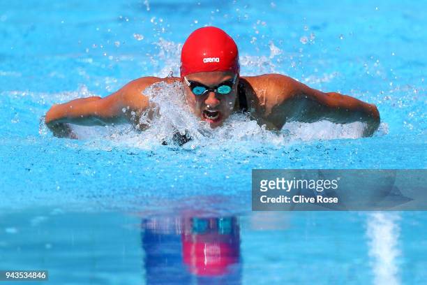Aimee Willmott of England competes during the Women's 200m Butterfly - Heat 1 on day five of the Gold Coast 2018 Commonwealth Games at Optus Aquatic...