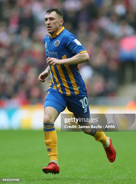 Nathan Thomas of Shrewsbury Town during the Checkatrade Trophy Final between Lincoln City and Shrewsbury Town at Wembley Stadium on April 8, 2018 in...