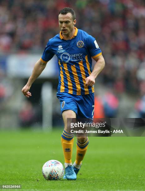 Shaun Whalley of Shrewsbury Town during the Checkatrade Trophy Final between Lincoln City and Shrewsbury Town at Wembley Stadium on April 8, 2018 in...