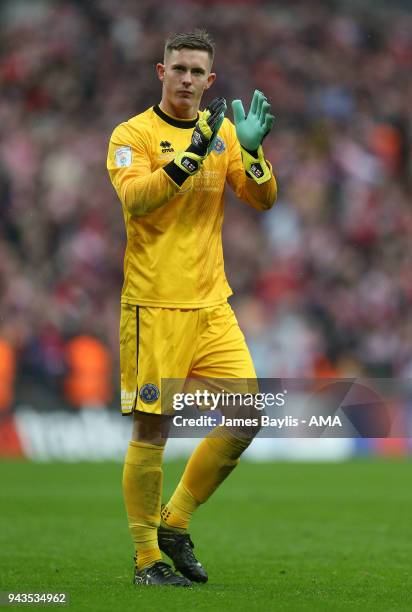 Dean Henderson of Shrewsbury Town during the Checkatrade Trophy Final between Lincoln City and Shrewsbury Town at Wembley Stadium on April 8, 2018 in...