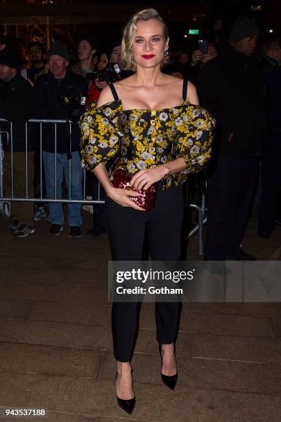 Diane Kruger attends the Dolce & Gabbana Alta Moda 2018 collection at the Metropolitan Opera House at Lincoln Center on April 8, 2018 in New York...