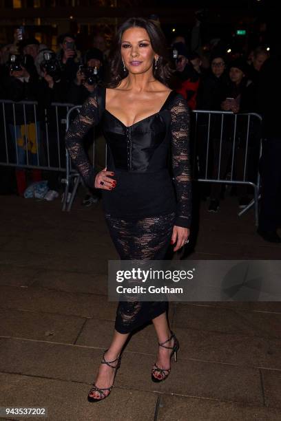 Catherine Zeta-Jones attends the Dolce & Gabbana Alta Moda 2018 collection at the Metropolitan Opera House at Lincoln Center on April 8, 2018 in New...
