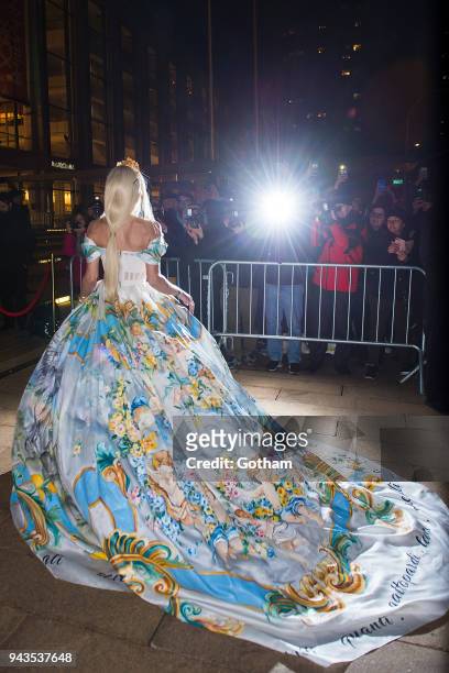 Sylvia Mantella attends the Dolce & Gabbana Alta Moda 2018 collection at the Metropolitan Opera House at Lincoln Center on April 8, 2018 in New York...