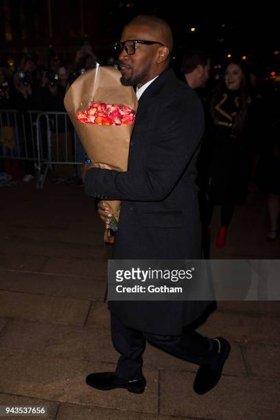 Jamie Foxx attends the Dolce & Gabbana Alta Moda 2018 collection at the Metropolitan Opera House at Lincoln Center on April 8, 2018 in New York City.