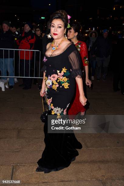Jennifer Tilly attends the Dolce & Gabbana Alta Moda 2018 collection at the Metropolitan Opera House at Lincoln Center on April 8, 2018 in New York...