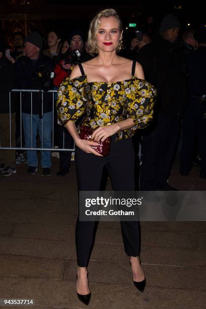 Diane Kruger attends the Dolce & Gabbana Alta Moda 2018 collection at the Metropolitan Opera House at Lincoln Center on April 8, 2018 in New York...