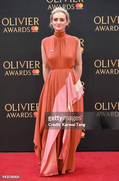 Anne-Marie Duff attends The Olivier Awards with Mastercard at Royal Albert Hall on April 8, 2018 in London, England.