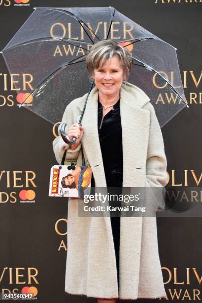 Imelda Staunton attends The Olivier Awards with Mastercard at Royal Albert Hall on April 8, 2018 in London, England.