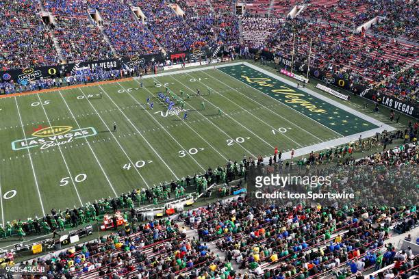 General overview of the fans in the stands during the Las Vegas Bowl featuring the Oregon Ducks and Boise State Broncos on December 16, 2017 at Sam...