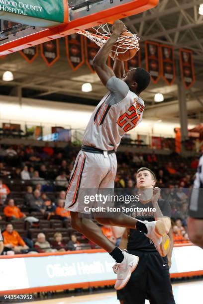 Bowling Green guard/forward Daeqwon Plowden dunks the ball during a game between the Bowling Green State University Falcons and Lourdes University...