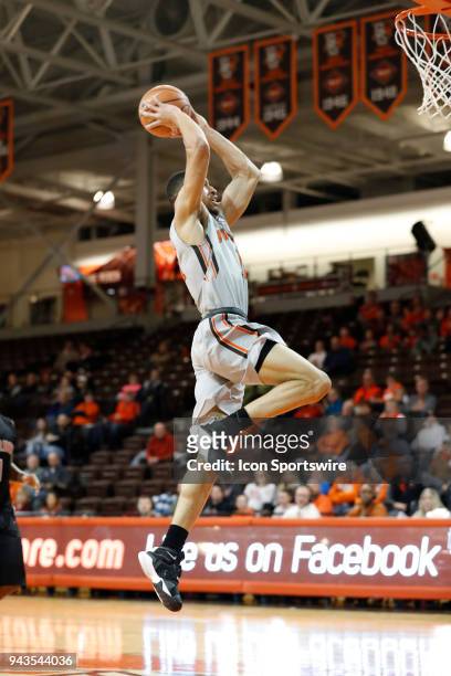 Bowling Green guard Antwon Lillard goes in for a dunk during a game between the Bowling Green State University Falcons and Lourdes University Gray...