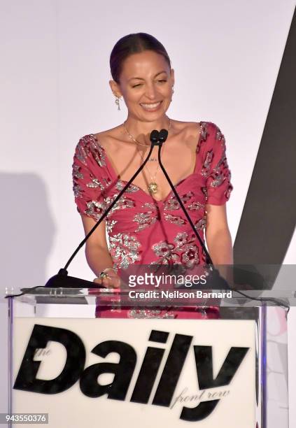 Nicole Richie speaks onstage during The Daily Front Row's 4th Annual Fashion Los Angeles Awards at Beverly Hills Hotel on April 8, 2018 in Beverly...