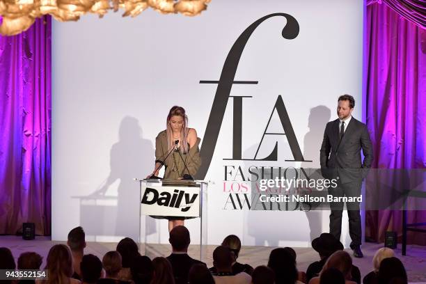 Paris Jackson speaks onstage during The Daily Front Row's 4th Annual Fashion Los Angeles Awards at Beverly Hills Hotel on April 8, 2018 in Beverly...