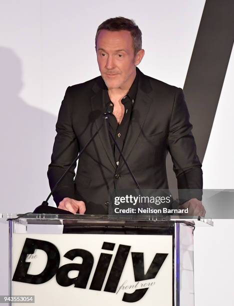 Trey Laird speaks onstage during The Daily Front Row's 4th Annual Fashion Los Angeles Awards at Beverly Hills Hotel on April 8, 2018 in Beverly...