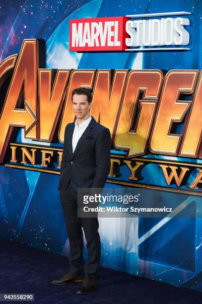 Benedict Cumberbatch attends 'Avengers: Infinity War' UK fan event at Television Studios in White City in London. April 08, 2018 in London, United...