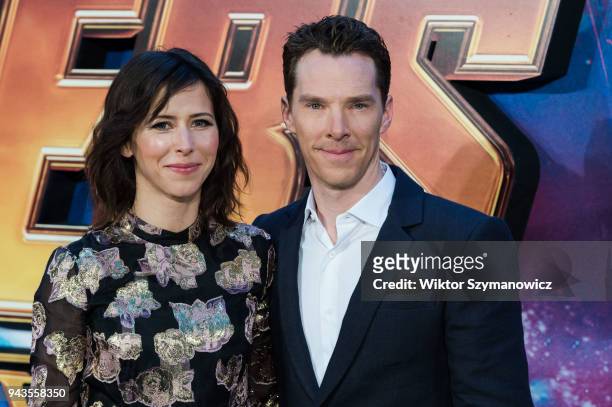 Benedict Cumberbatch and Sophie Hunter arrive for 'Avengers: Infinity War' UK fan event at Television Studios in White City in London. April 08, 2018...