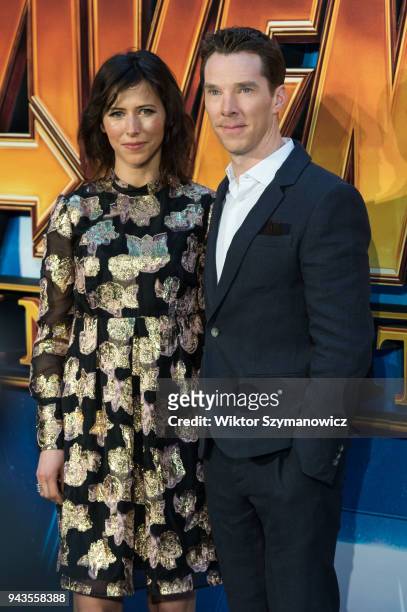 Benedict Cumberbatch and Sophie Hunter arrive for 'Avengers: Infinity War' UK fan event at Television Studios in White City in London. April 08, 2018...