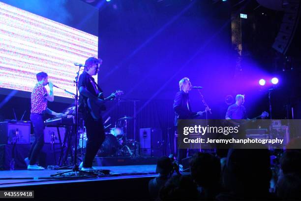 Julian Corrie, Dino Bardot, Paul Thomson, Bob Hardy and Alex Kapranos of Franz Ferdinand performs at REBEL on April 8, 2018 in Toronto, Canada.