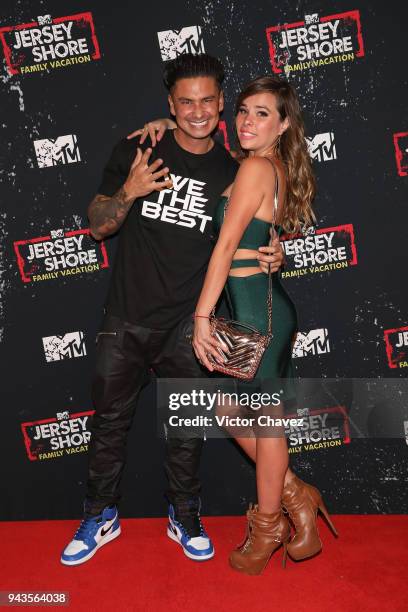 Personality Paul DelVecchio aka DJ Pauly D and Maria Usi attend the Jersey Shore family vacation premiere party at Museo Casa de la Bola on April 6,...