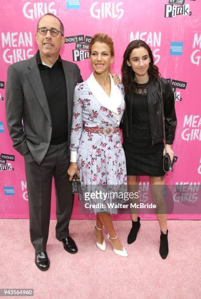 Jerry Seinfeld, Jessica Seinfeld with daughter attending the Broadway Opening Night Performance of "Mean Girls" at the August Wilson Theatre Theatre...