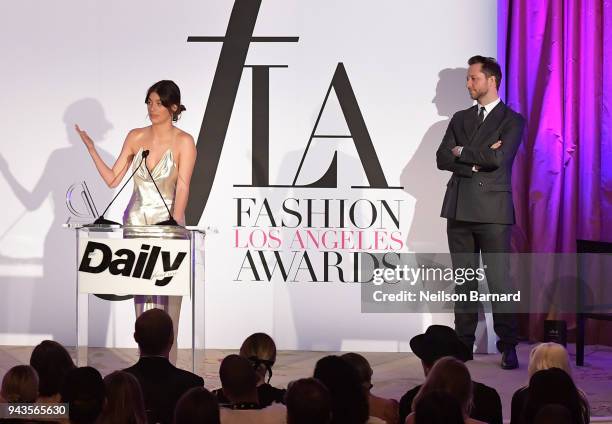 Honoree Cami Morrone accepts the Emerging Talent award onstage during The Daily Front Row's 4th Annual Fashion Los Angeles Awards at Beverly Hills...