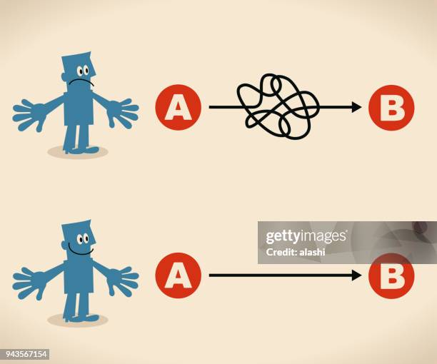 the easy way or the hard way. businessman want to choose the right path - tangled stock illustrations