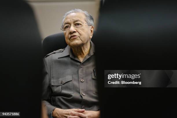 Mahathir Mohamad, Malaysia's former prime minister, speaks during an interview in Kuala Lumpur, Malaysia, on Friday, April 6, 2018. Mahathir pledged...