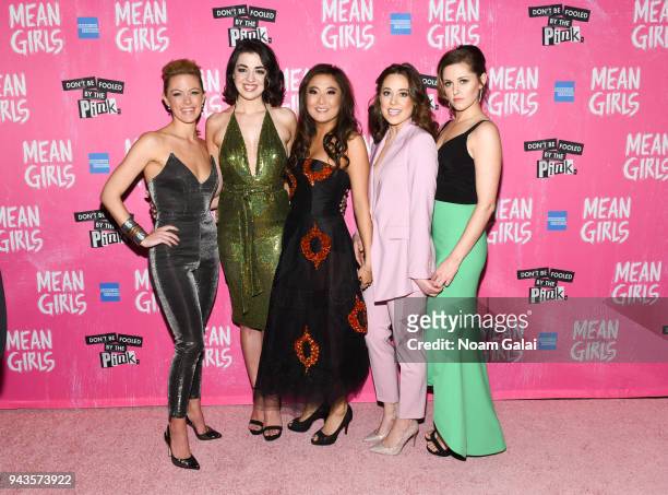 Kate Rockwell, Barrett Wilbert Weed, Ashley Park, Erika Henningsen and Taylor Louderman attend the "Mean Girls" on Broadway opening night after party...
