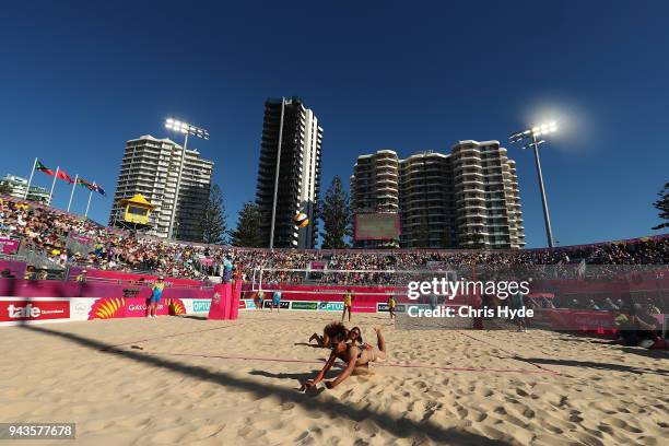 General view during Beach Volleyball match between Ee Shan Lau and Wei Yu Ong of Singapore and Charlotte Nzayisenga and Denyse Mutatsimpundu of...