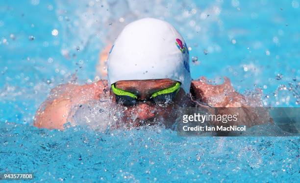 Hannah Miley of Scotland competes in the heats of the Women's 200m Butterfly on day five of the Gold Coast 2018 Commonwealth Games at Optus Aquatic...