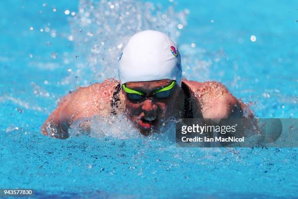 Hannah Miley of Scotland competes in the heats of the Women's 200m Butterfly on day five of the Gold Coast 2018 Commonwealth Games at Optus Aquatic...