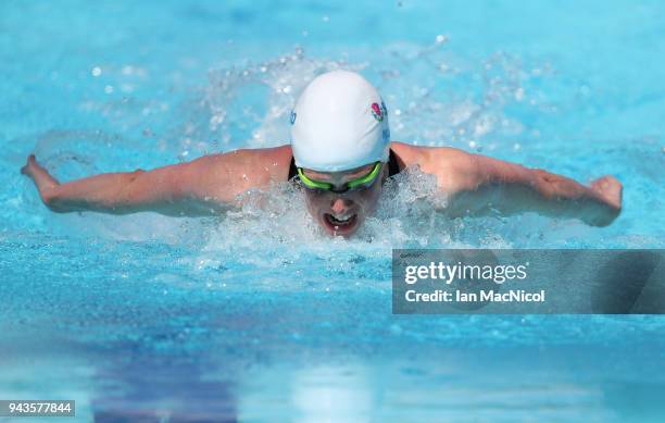 Hannah Miley of Scotland competes in the heats of the Women's 200m Butterfly on day five of the Gold Coast 2018 Commonwealth Games at Optus Aquatic...