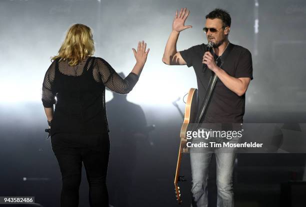 Joanna Cotten and Eric Church perform during the 2018 Tortuga Music Festival on April 8, 2018 in Fort Lauderdale, Florida.