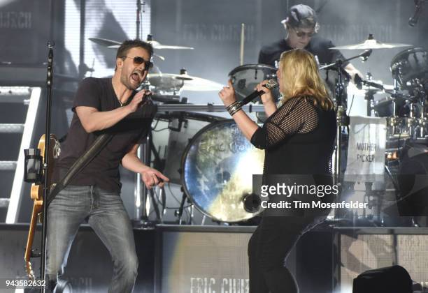 Eric Church and Joanna Cotten perform during the 2018 Tortuga Music Festival on April 8, 2018 in Fort Lauderdale, Florida.