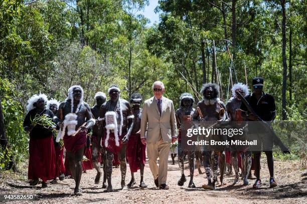 The Prince of Wales arrives for a Welcome to Country Ceremony on April 9, 2018 in Gove, Northern Territory Australia. The Prince of Wales and Duchess...