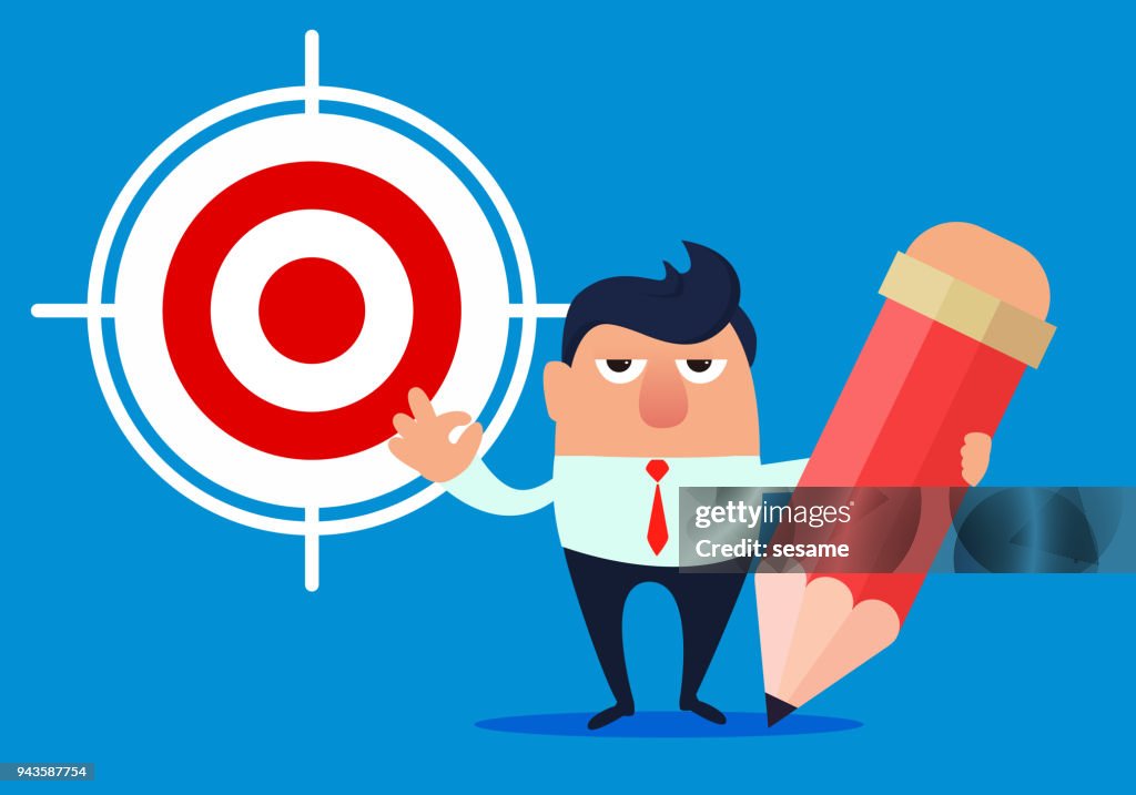 Businessman draws a goal