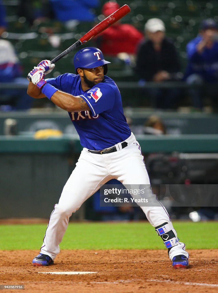 Texas Rangers Andrus Elvis Andrus of the Texas Rangers hits in the ninth inning against ...