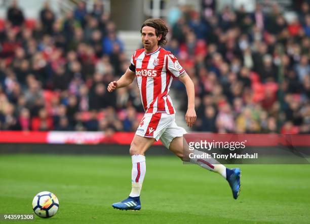 Joe Allen of Stoke City during the Premier League match between Stoke City and Tottenham Hotspur at Bet365 Stadium on April 7, 2018 in Stoke on...