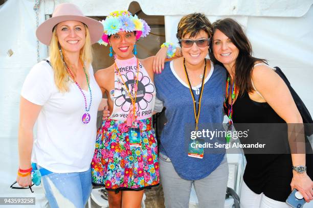 Amy Alexander, Jane Castro, Tracy Young and Stacy Hailey pose backstage at 2018 Miami Beach Pride Parade at Lummus Park on April 8, 2018 in Miami...